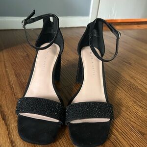 Kelly & Katie Black Heels with Glittery Ankle Strap